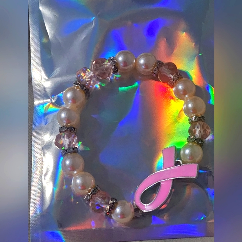 Cancer awareness beaded bracelet